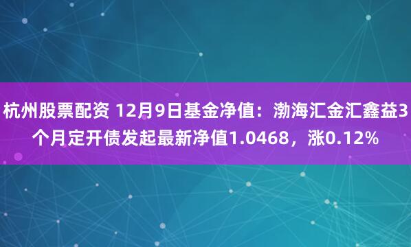 杭州股票配资 12月9日基金净值：渤海汇金汇鑫益3个月定开债发起最新净值1.0468，涨0.12%