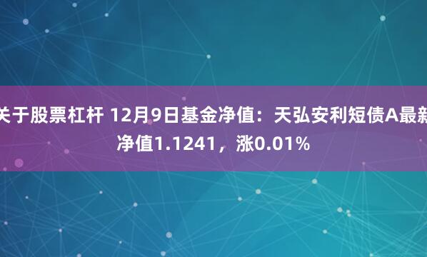 关于股票杠杆 12月9日基金净值：天弘安利短债A最新净值1.1241，涨0.01%