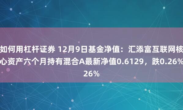 如何用杠杆证券 12月9日基金净值：汇添富互联网核心资产六个月持有混合A最新净值0.6129，跌0.26%