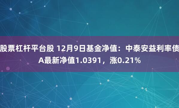 股票杠杆平台股 12月9日基金净值：中泰安益利率债A最新净值1.0391，涨0.21%