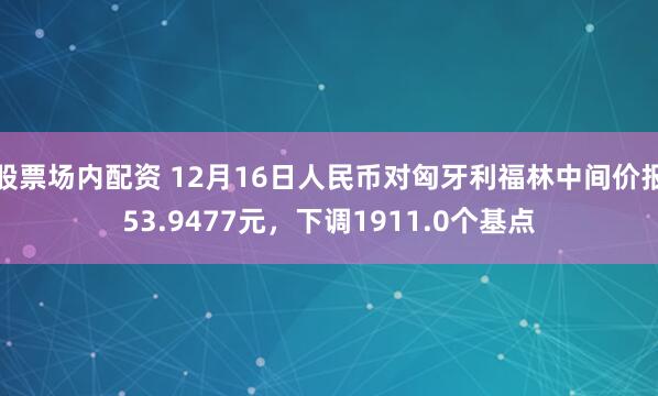 股票场内配资 12月16日人民币对匈牙利福林中间价报53.9477元，下调1911.0个基点