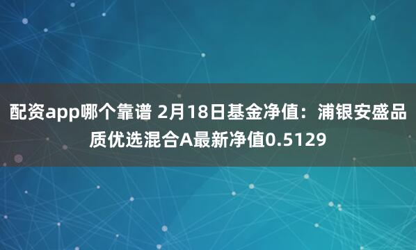 配资app哪个靠谱 2月18日基金净值：浦银安盛品质优选混合A最新净值0.5129