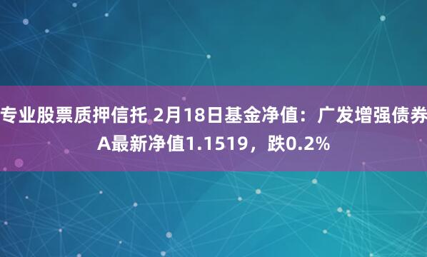 专业股票质押信托 2月18日基金净值：广发增强债券A最新净值1.1519，跌0.2%