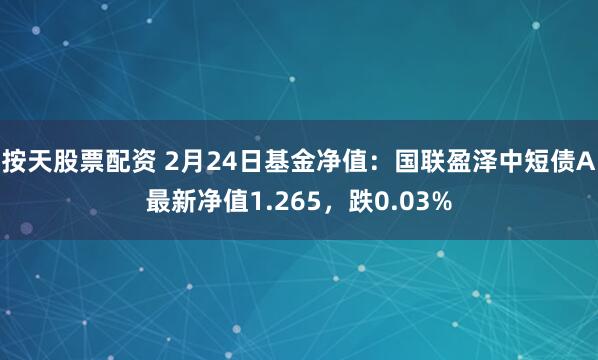 按天股票配资 2月24日基金净值：国联盈泽中短债A最新净值1.265，跌0.03%